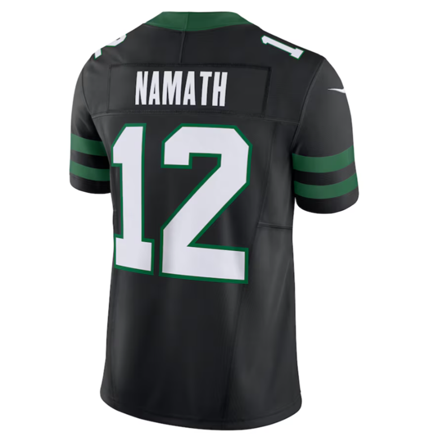 Punc NY.Jets #12 Joe Namath Legacy Black Vapor F.U.S.E. Limited Jersey Stitched American Stitched Jersey