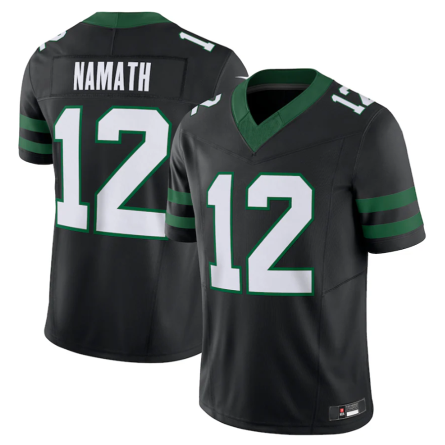 Punc NY.Jets #12 Joe Namath Legacy Black Vapor F.U.S.E. Limited Jersey Stitched American Stitched Jerseys