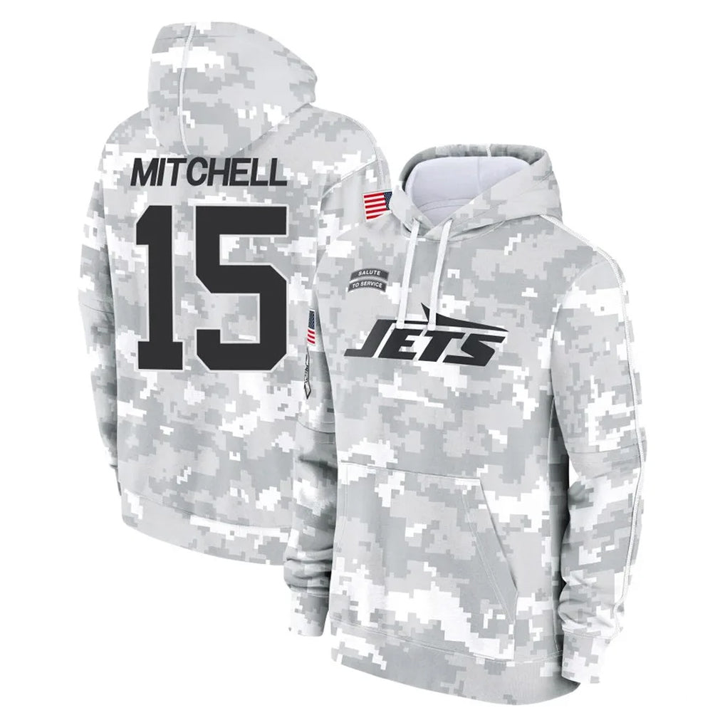 Punc NY.Jets #15 Adonai Mitchell Player Arctic Camo Salute to Service Pullover Hoodies Limited Game Stitched Jerseys