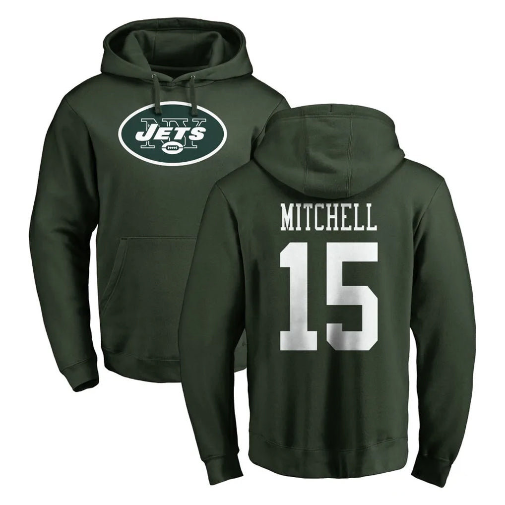 Punc NY.Jets #15 Adonai Mitchell Player Green LOGO Pullover Hoodies Limited Game Stitched Jerseys