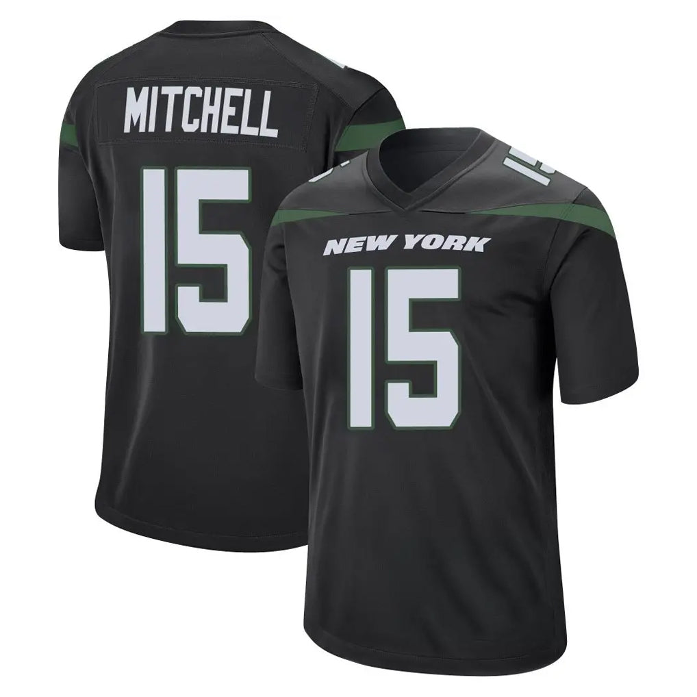 Punc NY.Jets #15 Adonai Mitchell Player Stealth Black Home Game Stitched Jerseys