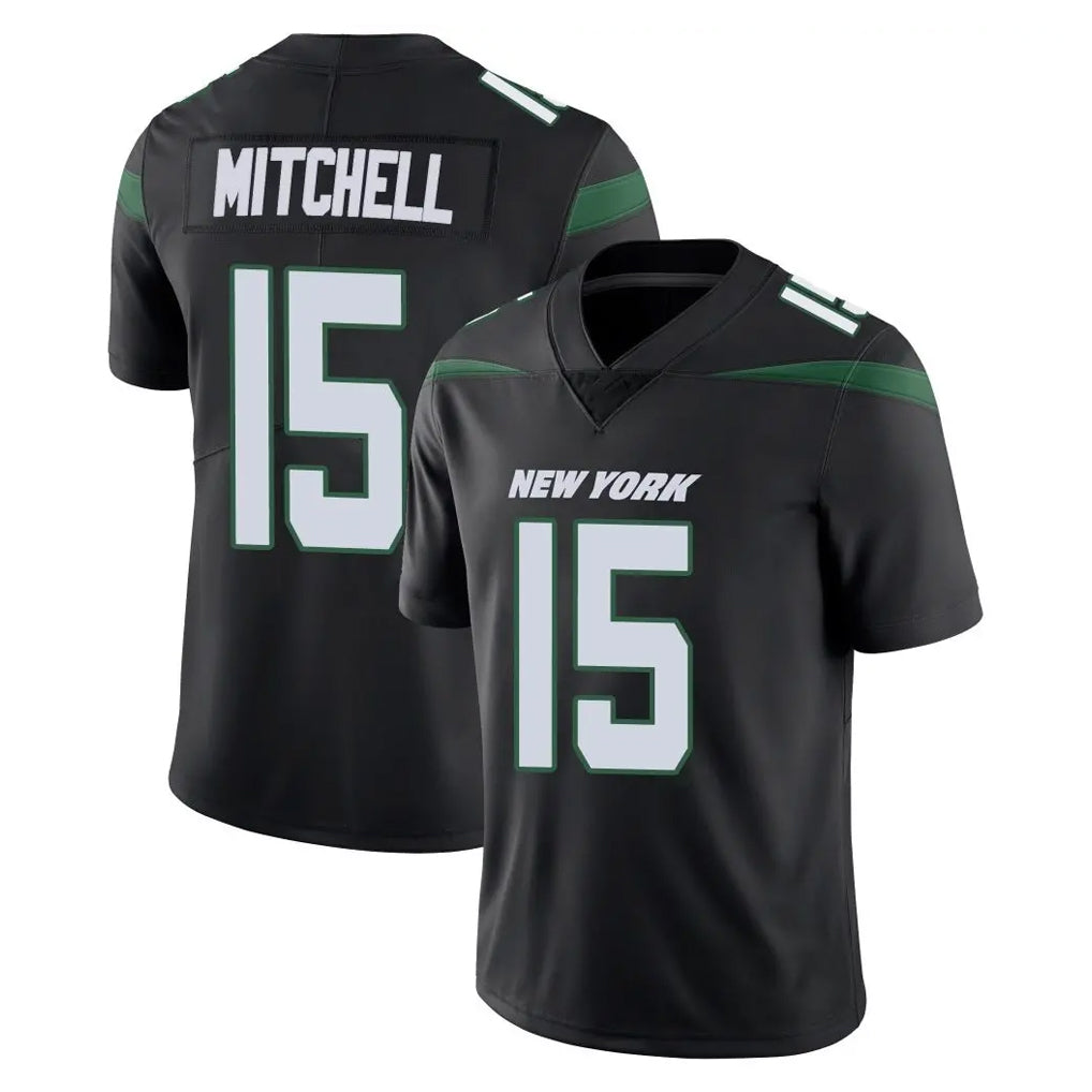 Punc NY.Jets #15 Adonai Mitchell Player Stealth Black Limited Vapor Home Game Stitched Jerseys