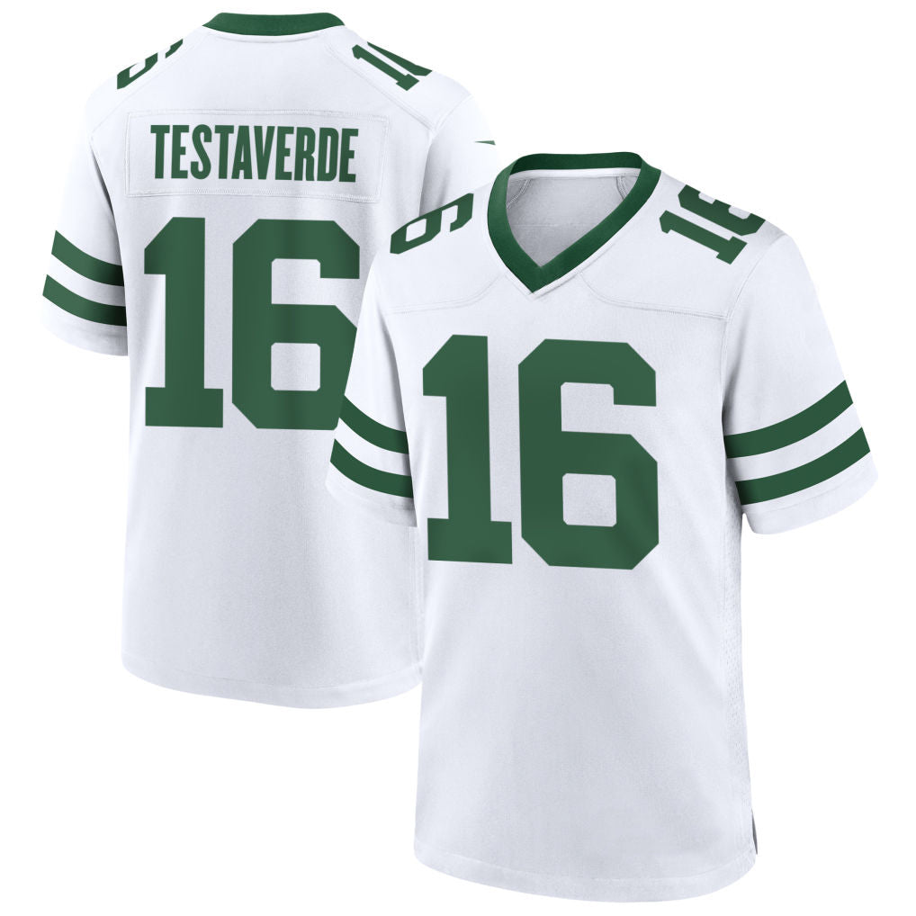 Punc NY.Jets #16 Vinny Testaverde Player White Home Game Stitched Jerseys
