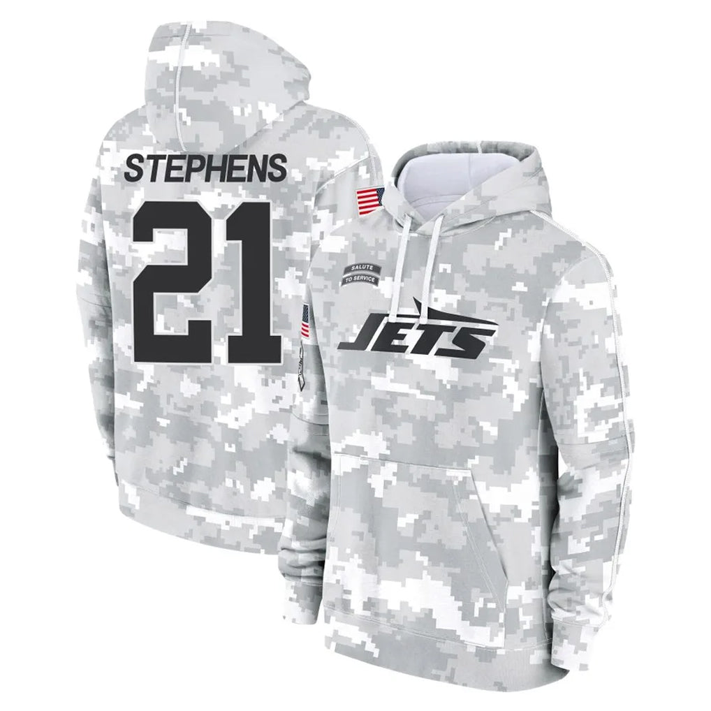 Punc NY.Jets #21 Brandon Stephens Player Arctic Camo Salute to Service Pullover Hoodies Limited Game Stitched Jerseys