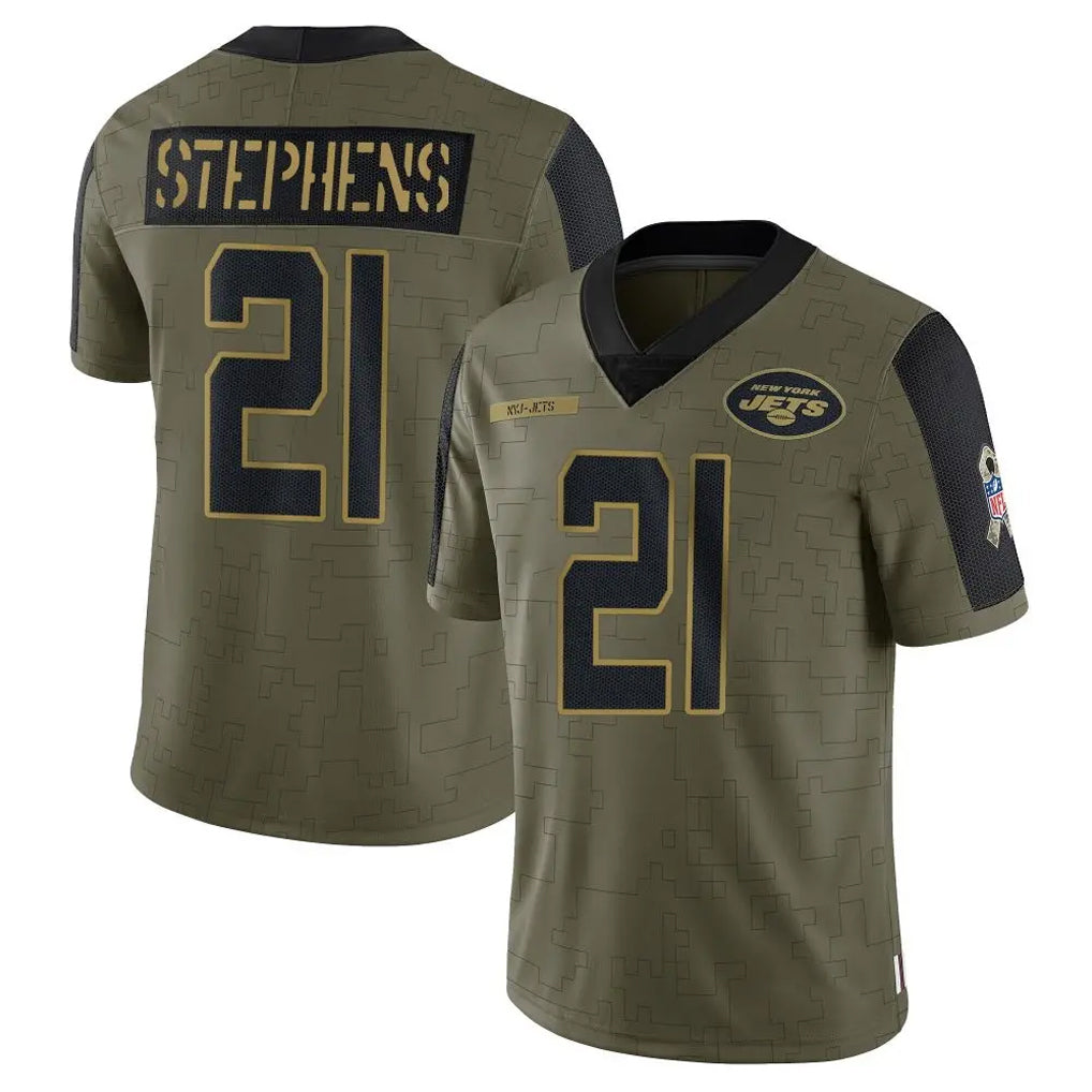 Punc NY.Jets #21 Brandon Stephens Player Olive Salute To Service Limited Game Stitched Jerseys