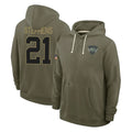 Punc NY.Jets #21 Brandon Stephens Player Olive Salute to Service Pullover Hoodies Limited Stitched Jerseys