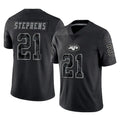 Punc NY.Jets #21 Brandon Stephens Player Stealth Black Limited Reflective Home Game Stitched Jerseys