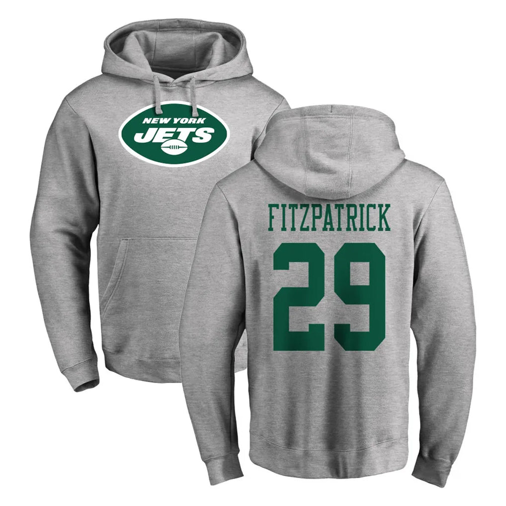 Punc NY.Jets #29 Minkah Fitzpatrick Player Gray LOGO Pullover Hoodies Limited Game Stitched Jerseys