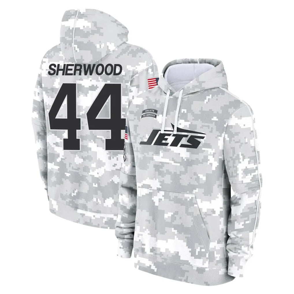 Punc NY.Jets #44 Jamien Sherwood Player Arctic Camo Salute to Service Pullover Hoodies Limited Game Stitched Jerseys