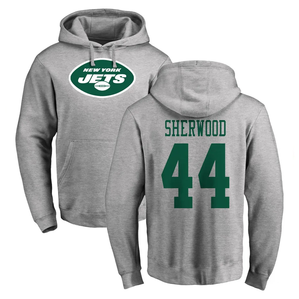 Punc NY.Jets #44 Jamien Sherwood Player Gray LOGO Pullover Hoodies Limited Game Stitched Jerseys