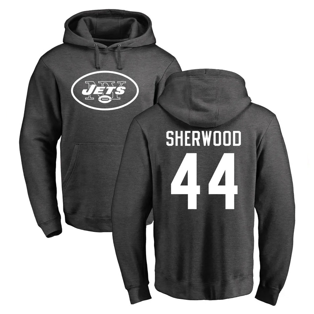 Punc NY.Jets #44 Jamien Sherwood Player Gray Pullover Hoodies Limited Game Stitched Jerseys