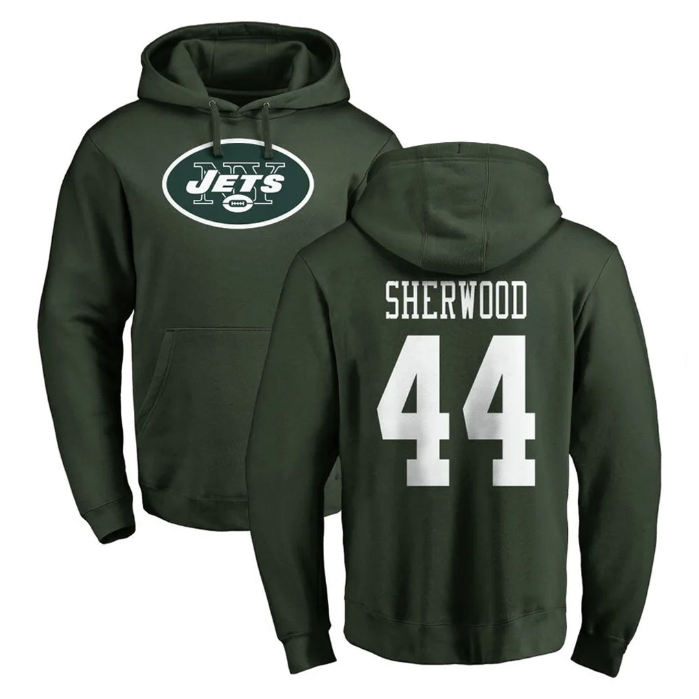 Punc NY.Jets #44 Jamien Sherwood Player Green LOGO Pullover Hoodies Limited Game Stitched Jerseys