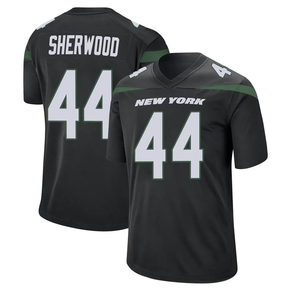 Punc NY.Jets #44 Jamien Sherwood Player Stealth Black Home Game Stitched Jerseys