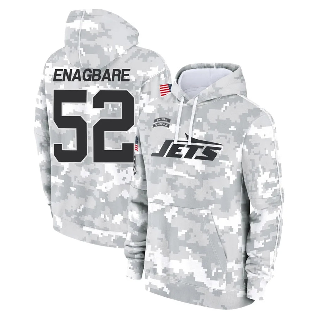 Punc NY.Jets #52 Kingsley Enagbare Player Arctic Camo Salute to Service Pullover Hoodies Limited Game Stitched Jerseys