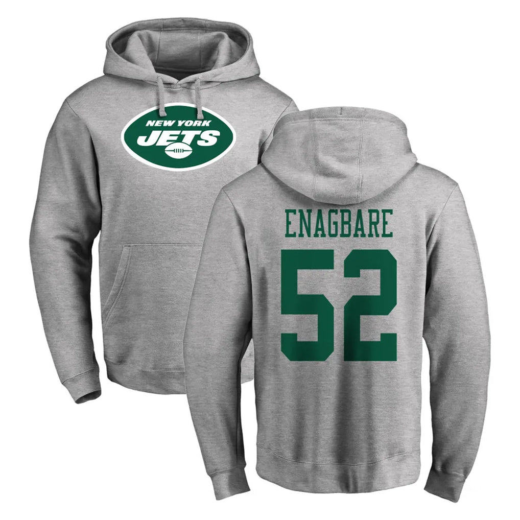 Punc NY.Jets #52 Kingsley Enagbare Player Gray LOGO Pullover Hoodies Limited Game Stitched Jerseys
