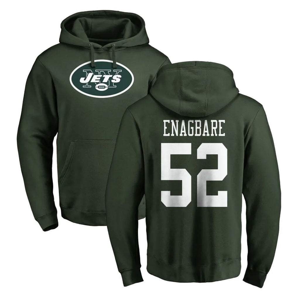 Punc NY.Jets #52 Kingsley Enagbare Player Green LOGO Pullover Hoodies Limited Game Stitched Jerseys