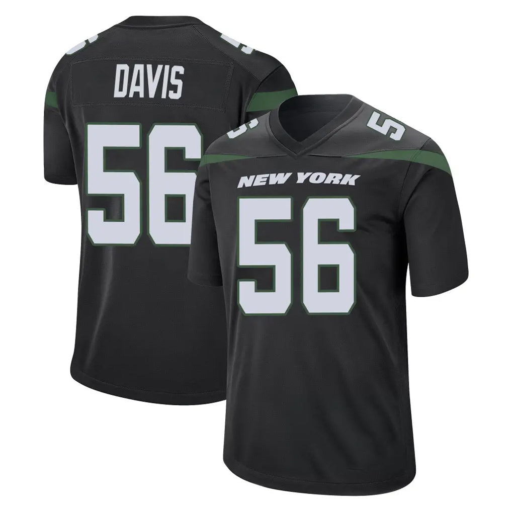 Punc NY.Jets #56 Demario Davis Player Stealth Black Home Game Stitched Jerseys