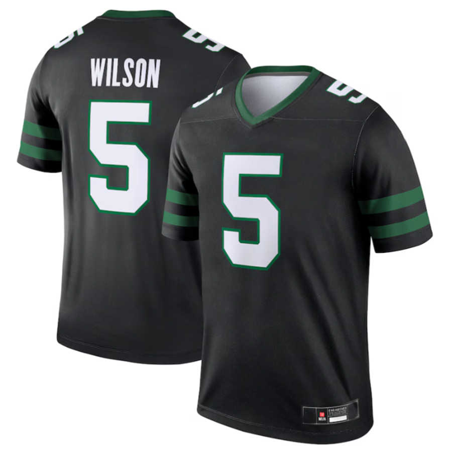 Punc NY.Jets #5 Garrett Wilson Legacy Black Legend Jersey Stitched American Stitched Jersey