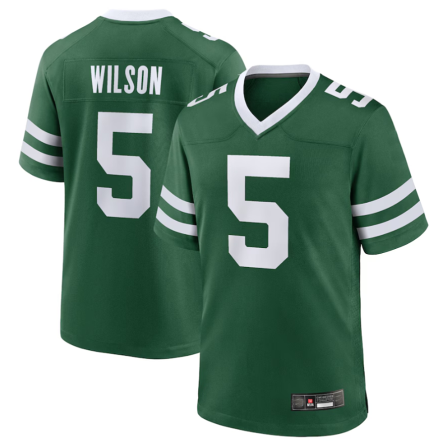 Punc NY.Jets #5 Garrett Wilson Legacy Green Game Jersey Stitched American Stitched Jersey