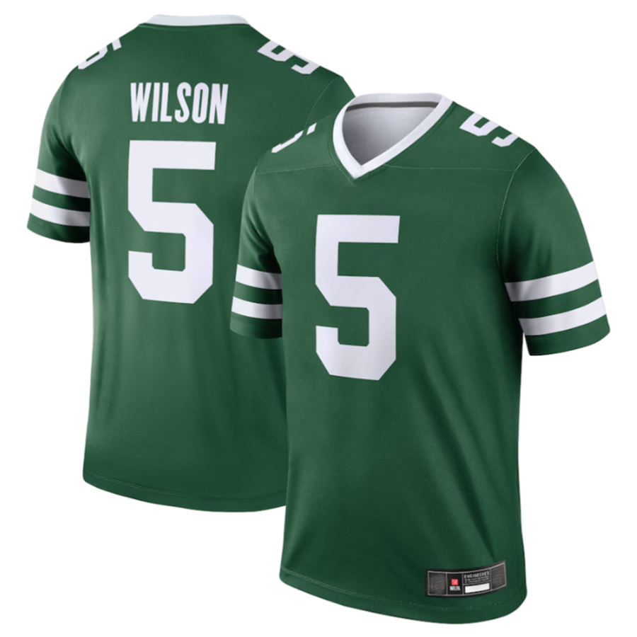 Punc NY.Jets #5 Garrett Wilson Legacy Green Legend Jersey Stitched American Stitched Jersey