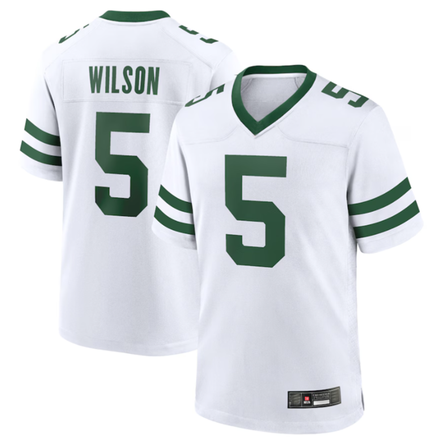 Punc NY.Jets #5 Garrett Wilson Legacy White Game Jersey Stitched American Stitched Jersey