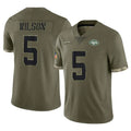 Punc NY.Jets #5 Garrett Wilson Player Olive Salute To Service Limited Stitched Jerseys