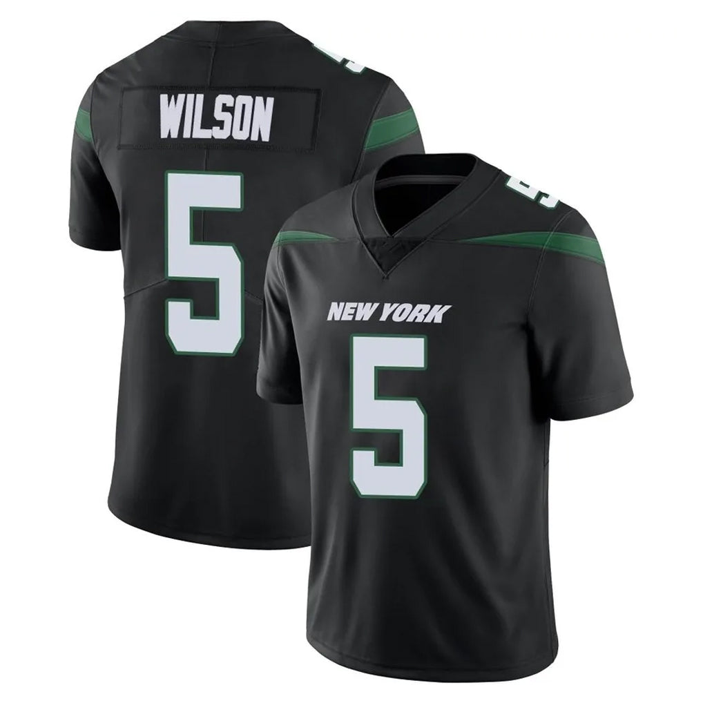 Punc NY.Jets #5 Garrett Wilson Player Stealth Black Limited Vapor Home Game Stitched Jerseys