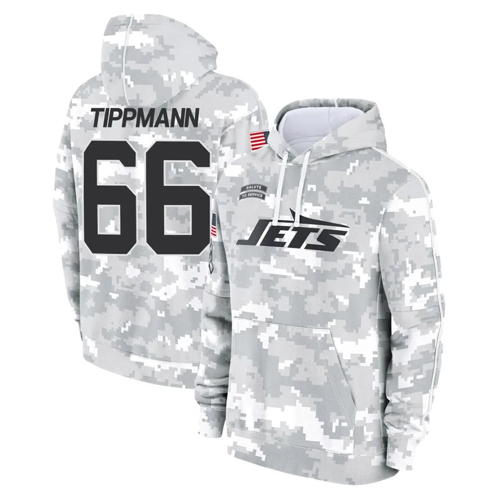 Punc NY.Jets #66 Joe Tippmann Player Arctic Camo Salute to Service Pullover Hoodies Limited Game Stitched Jerseys