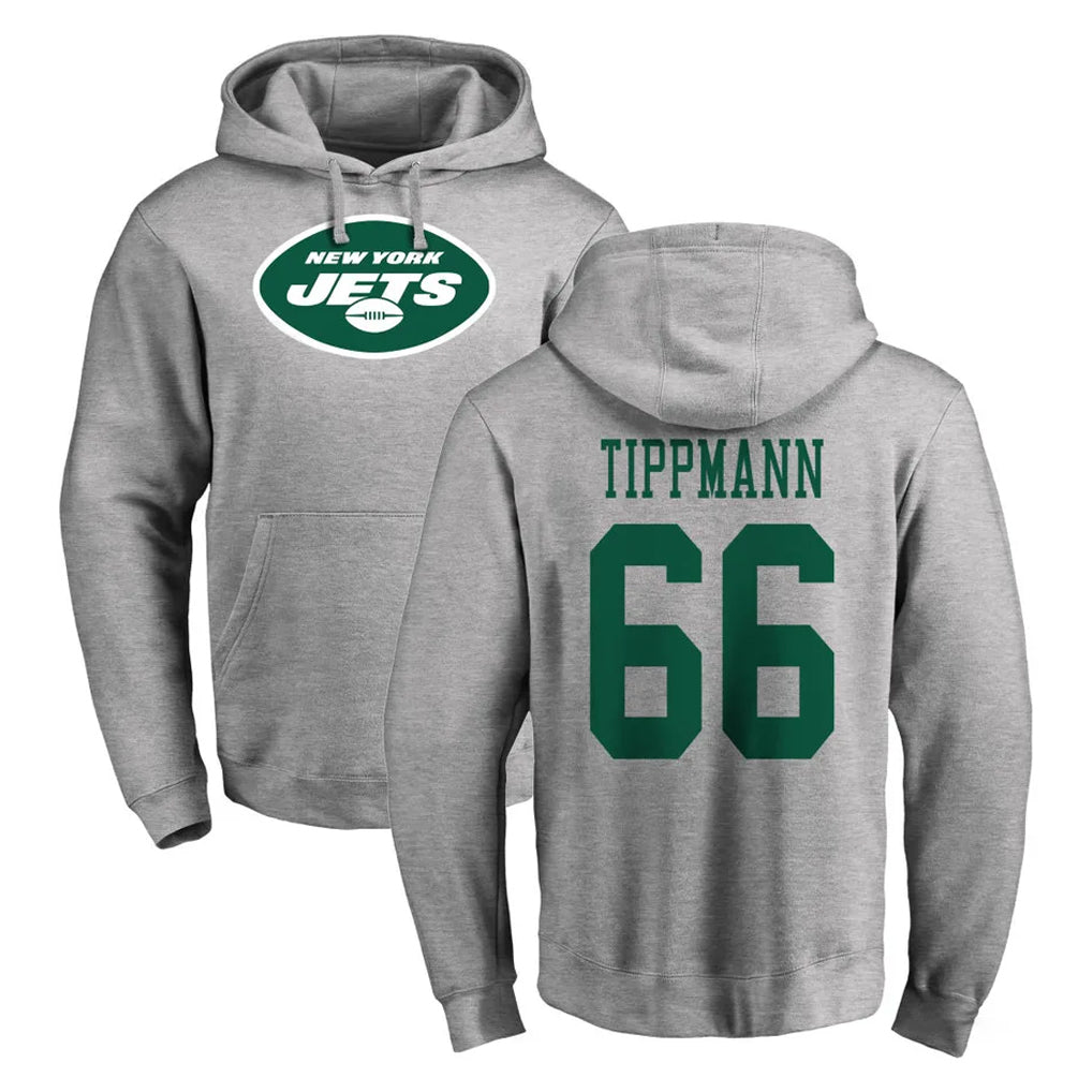Punc NY.Jets #66 Joe Tippmann Player Gray LOGO Pullover Hoodies Limited Game Stitched Jerseys