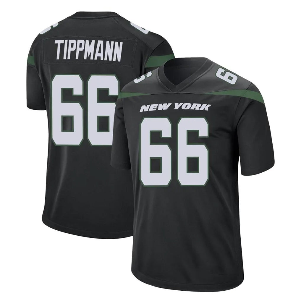 Punc NY.Jets #66 Joe Tippmann Player Stealth Black Home Game Stitched Jerseys