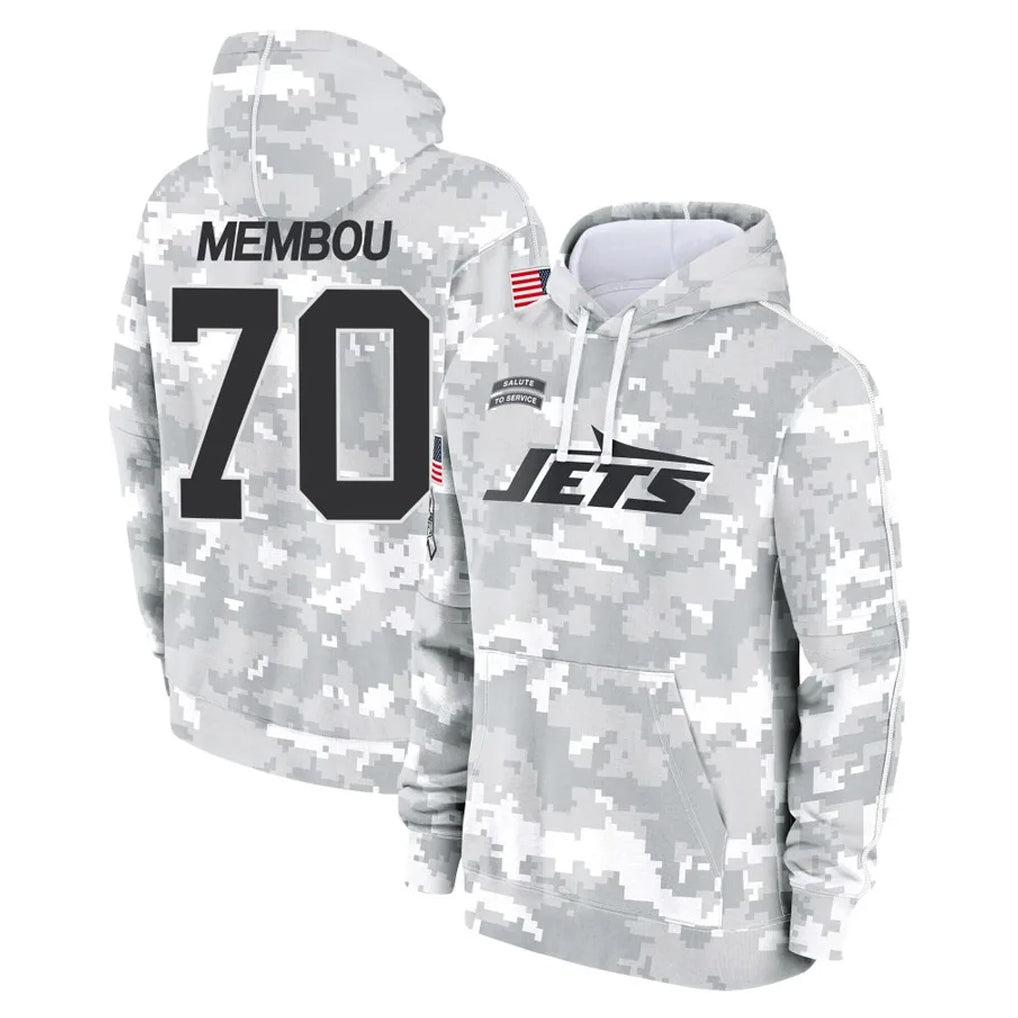 Punc NY.Jets #70 Armand Membou Player Arctic Camo Salute to Service Pullover Hoodies Limited Game Stitched Jerseys