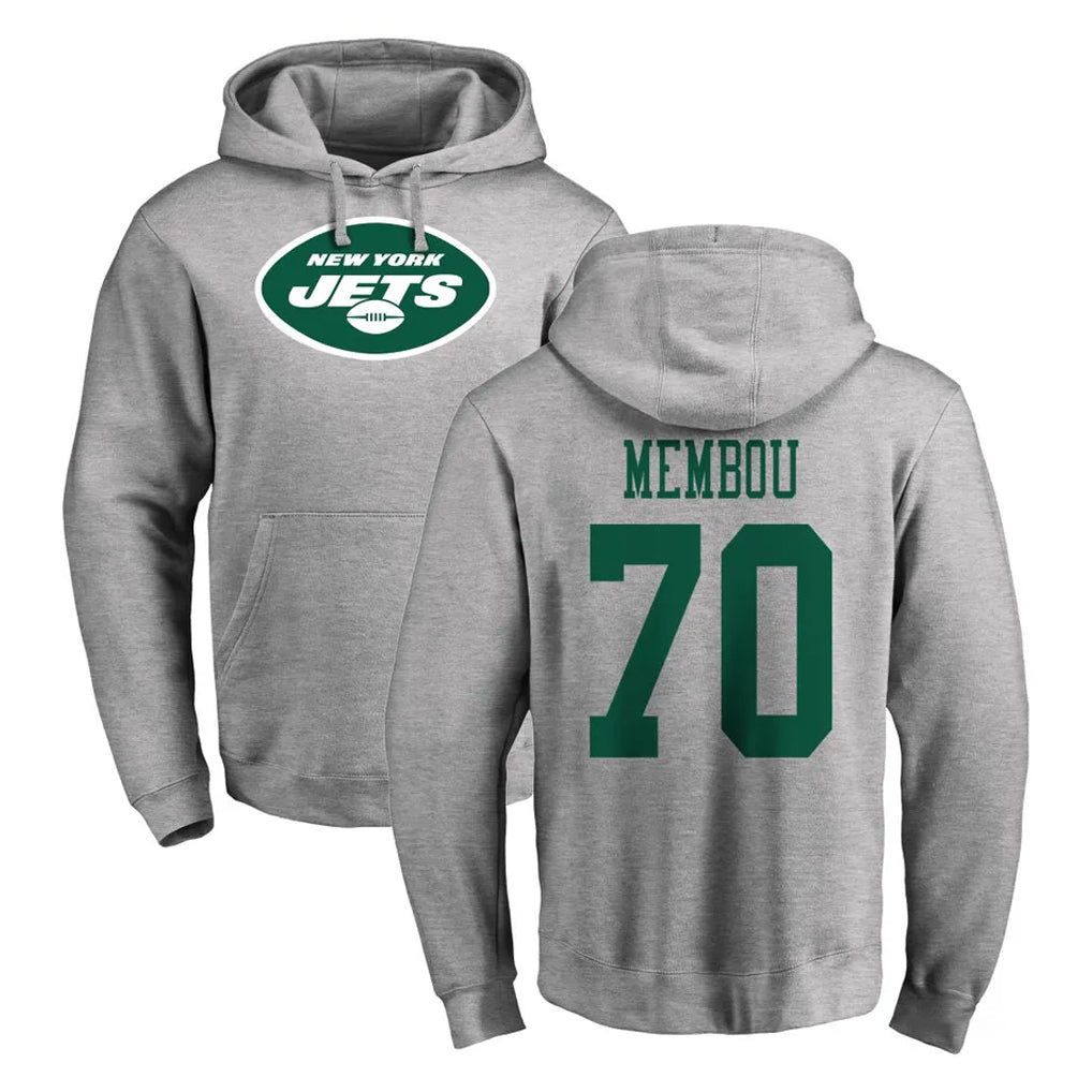 Punc NY.Jets #70 Armand Membou Player Gray LOGO Pullover Hoodies Limited Game Stitched Jerseys