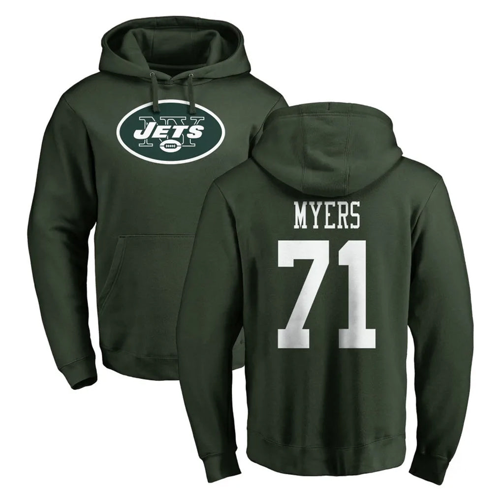 Punc NY.Jets #71 Josh Myers Player Green LOGO Pullover Hoodies Limited Game Stitched Jerseys
