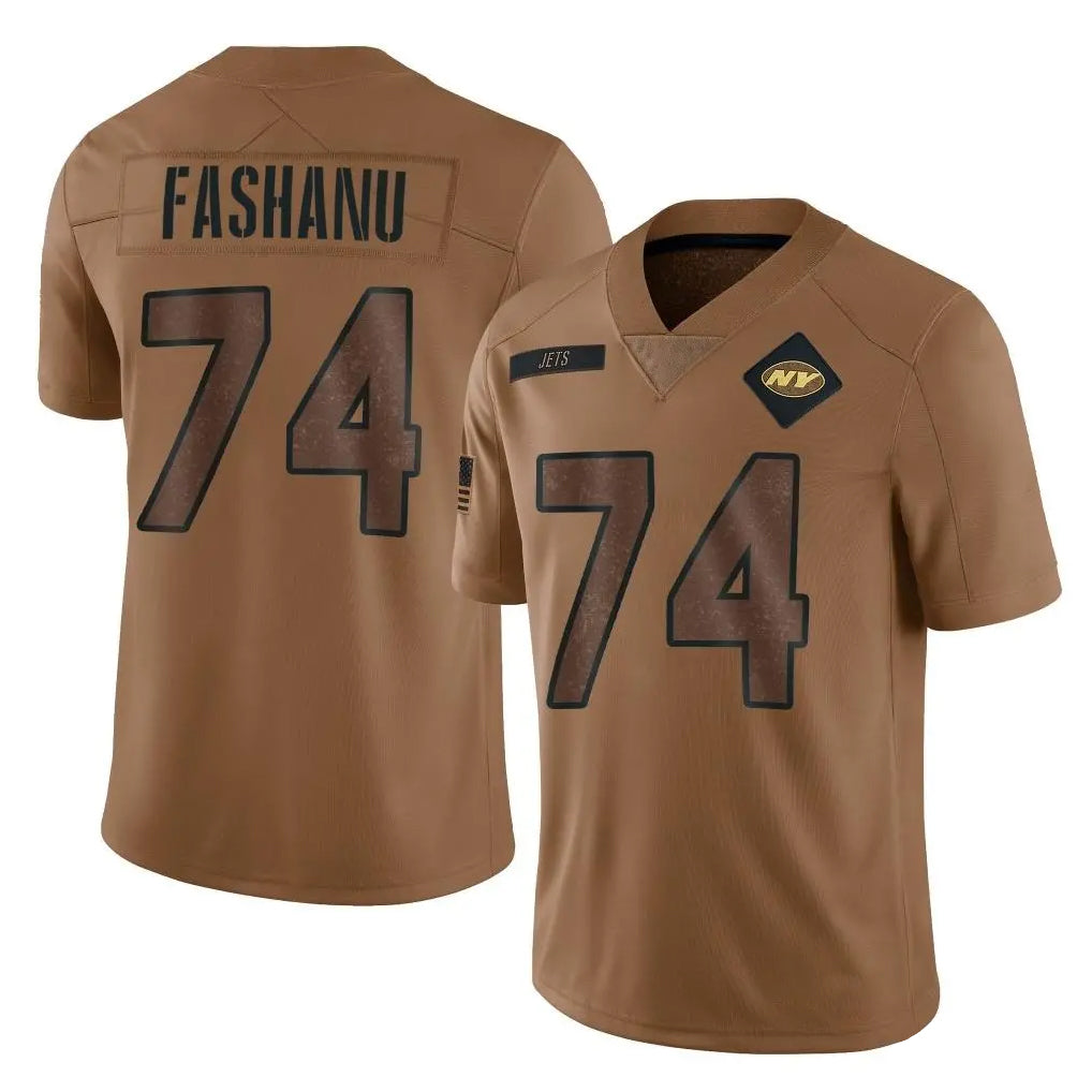 Punc NY.Jets #74 Olu Fashanu Player Brown Salute To Service Limited Stitched Jerseys