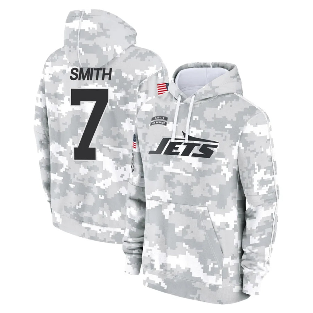 Punc NY.Jets #7 Geno Smith Player Arctic Camo Salute to Service Pullover Hoodies Limited Game Stitched Jerseys