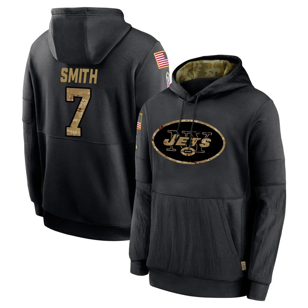 Punc NY.Jets #7 Geno Smith Player Black Salute to Service Hoodies Limited Game Stitched Jerseys