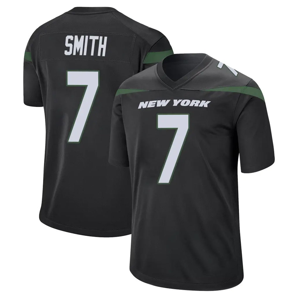 Punc NY.Jets #7 Geno Smith Player Stealth Black Home Game Stitched Jerseys
