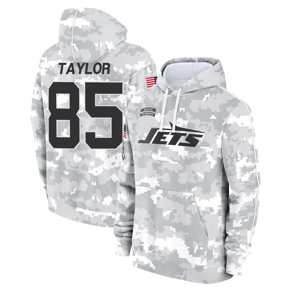 Punc NY.Jets #85 Mason Taylor Player Arctic Camo Salute to Service Pullover Hoodies Limited Game Stitched Jerseys