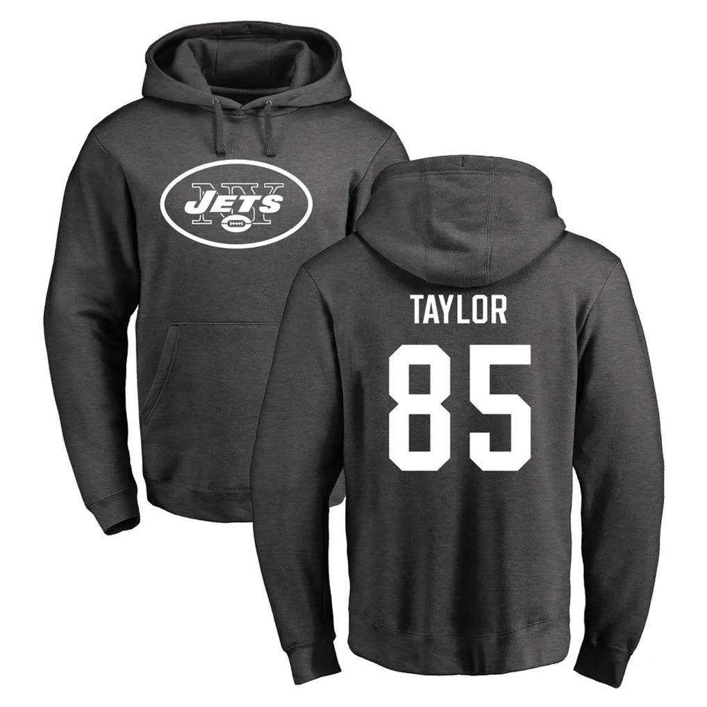 Punc NY.Jets #85 Mason Taylor Player Gray Pullover Hoodies Limited Game Stitched Jerseys