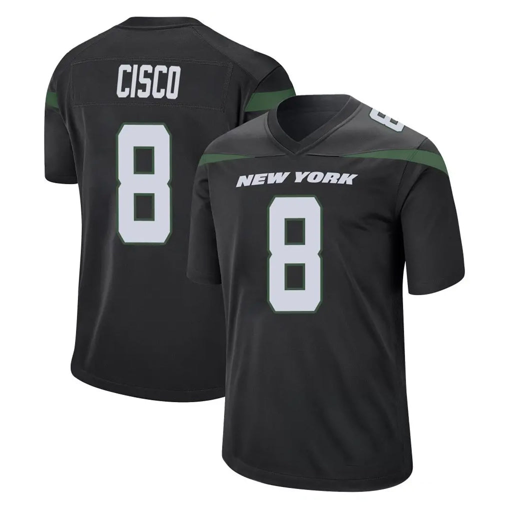 Punc NY.Jets #8 Andre Cisco Player Stealth Black Home Game Stitched Jerseys
