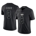 Punc NY.Jets #8 Andre Cisco Player Stealth Black Limited Reflective Home Game Stitched Jerseys