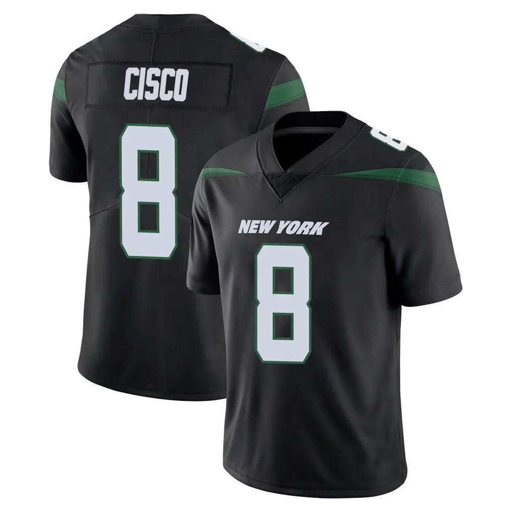 Punc NY.Jets #8 Andre Cisco Player Stealth Black Limited Vapor Home Game Stitched Jerseys