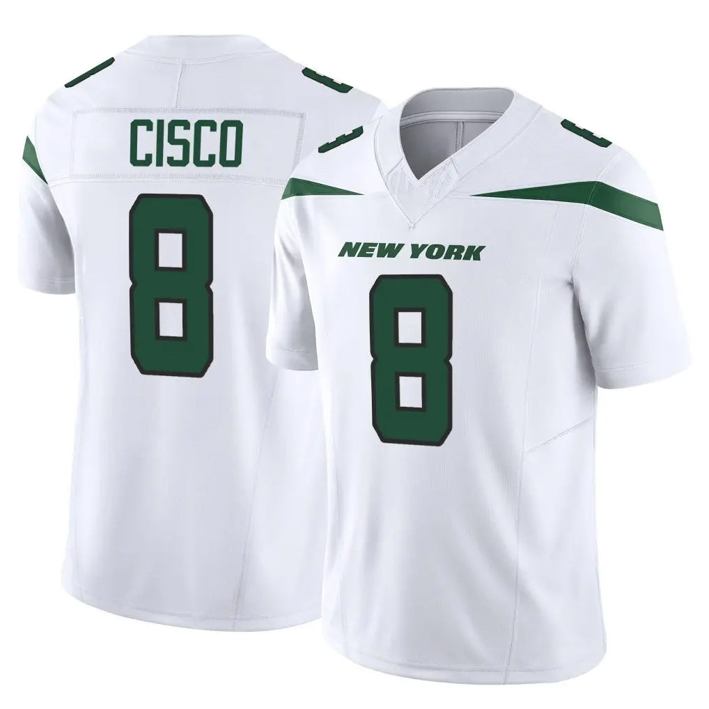 Punc NY.Jets #8 Andre Cisco Player White Limited Vapor F.U.S.E. Home Game Stitched Jerseys