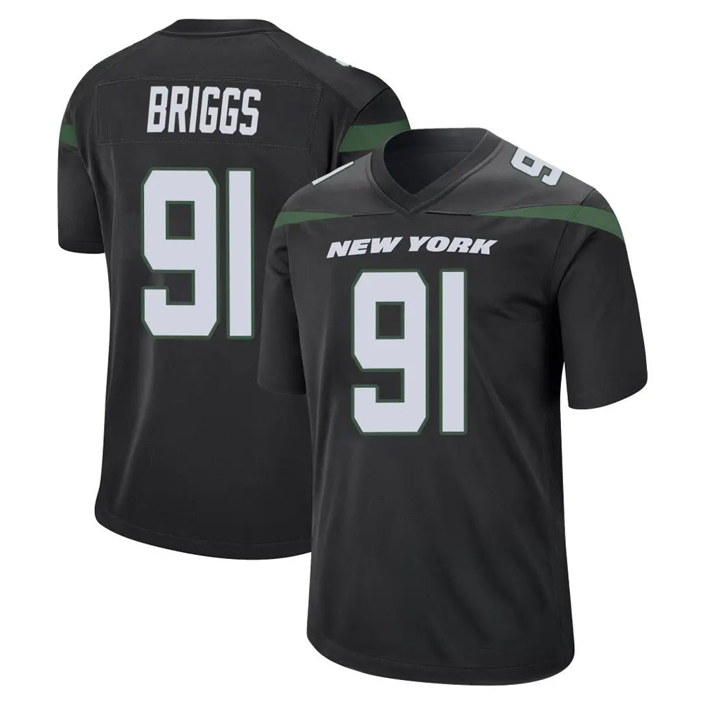Punc NY.Jets #91 Jowon Briggs Player Stealth Black Home Game Stitched Jerseys