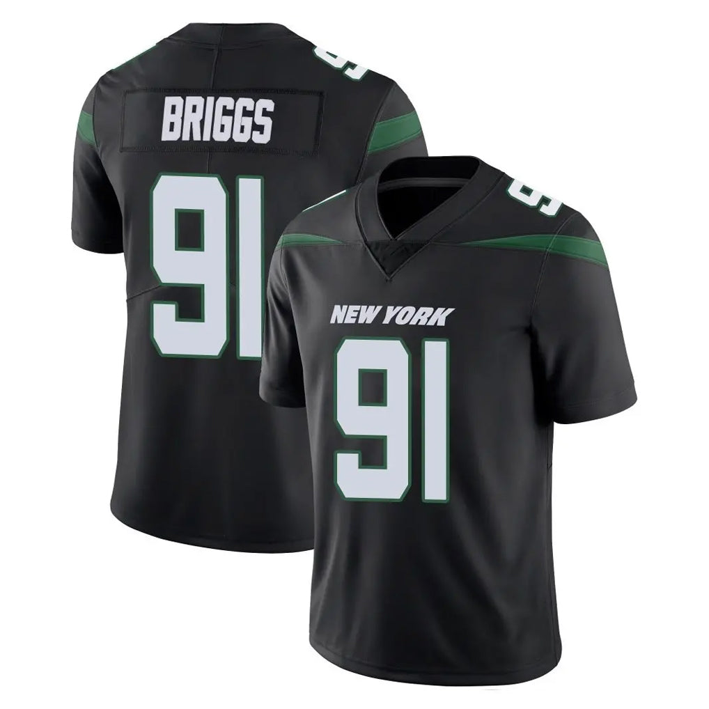 Punc NY.Jets #91 Jowon Briggs Player Stealth Black Limited Vapor Home Game Stitched Jerseys