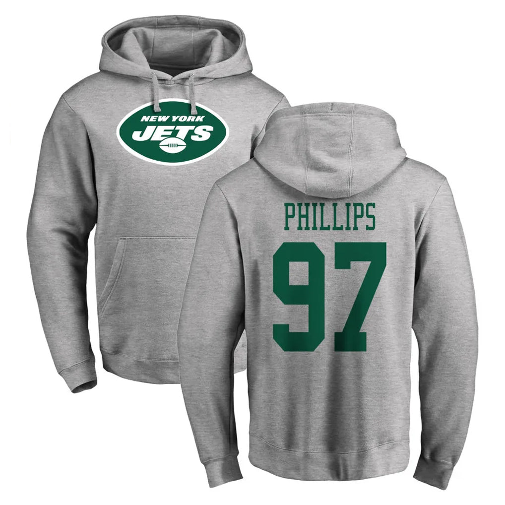 Punc NY.Jets #97 Harrison Phillips Player Gray LOGO Pullover Hoodies Limited Game Stitched Jerseys