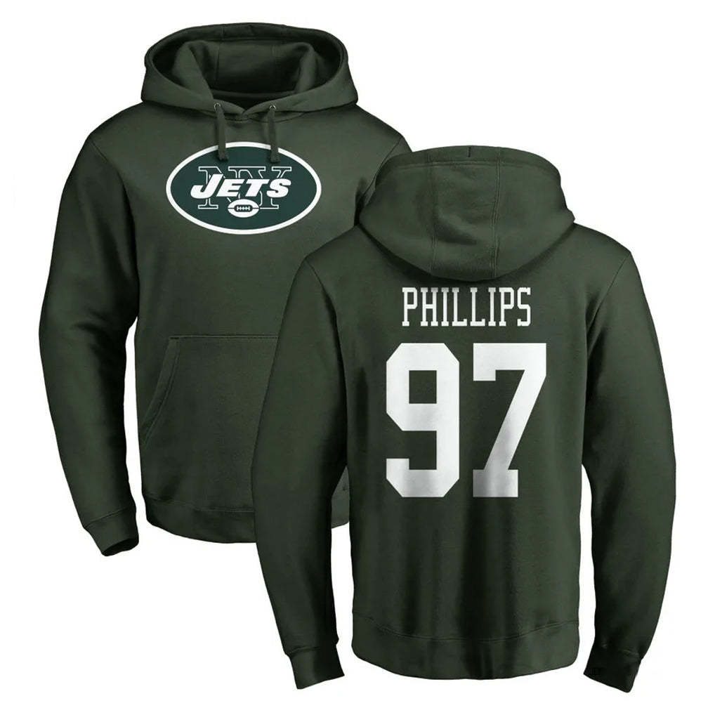 Punc NY.Jets #97 Harrison Phillips Player Green LOGO Pullover Hoodies Limited Game Stitched Jerseys