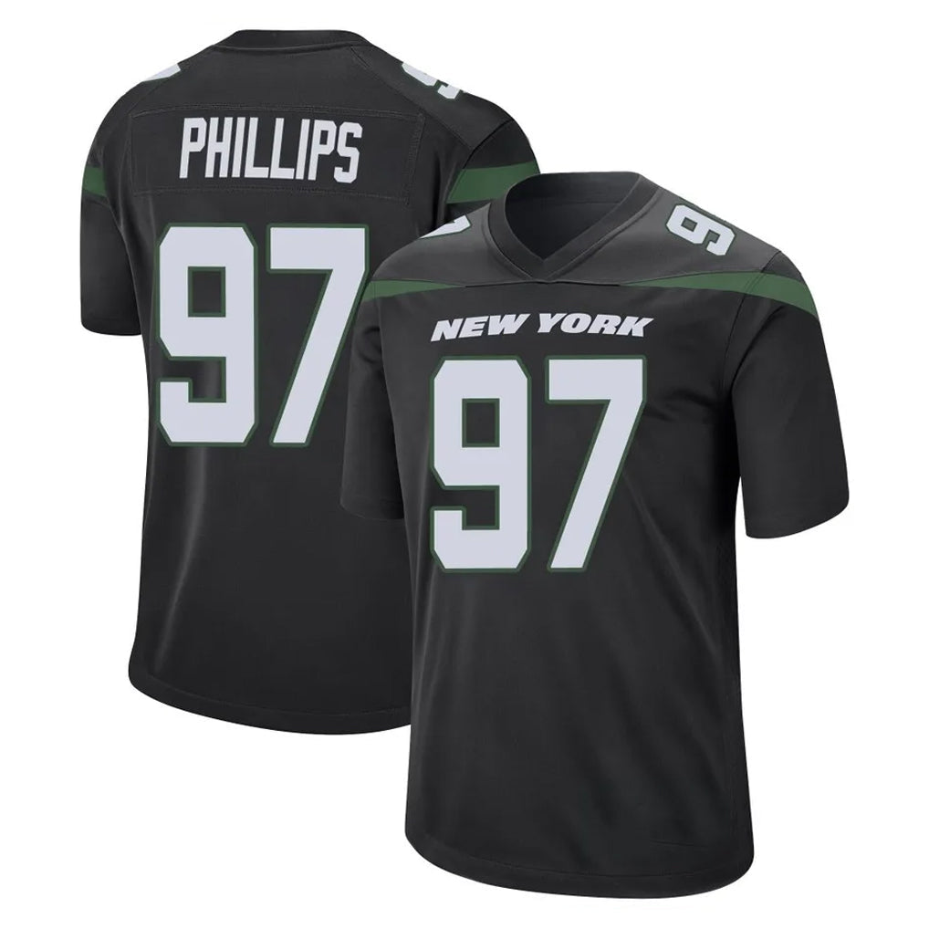 Punc NY.Jets #97 Harrison Phillips Player Stealth Black Home Game Stitched Jerseys