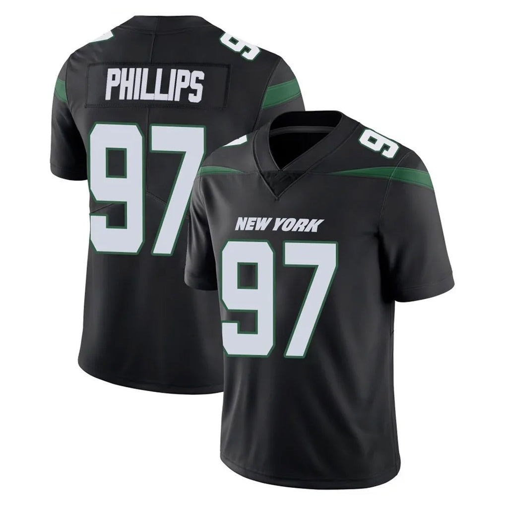 Punc NY.Jets #97 Harrison Phillips Player Stealth Black Limited Vapor Home Game Stitched Jerseys