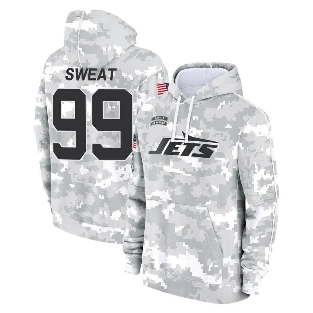 Punc NY.Jets #99 T'Vondre Sweat Player Arctic Camo Salute to Service Pullover Hoodies Limited Game Stitched Jerseys